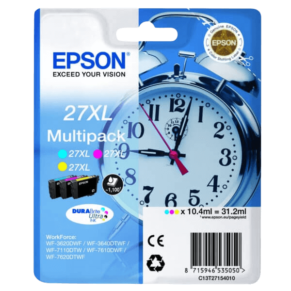 Epson Original 27 C13T27154012 XL 3 farger i én rabattpakke | Innhold: 31.2 ml.