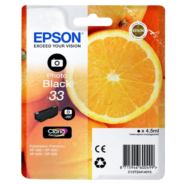 Epson Original 33 C13T33414012 fotosvart blekkpatron | Innhold: 4,5 ml.