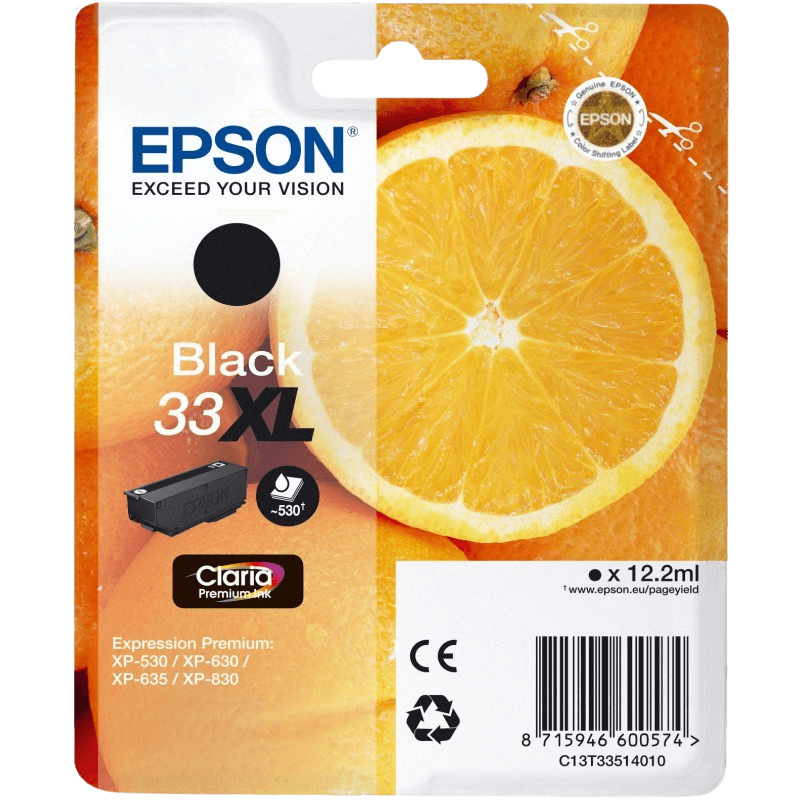 Epson Original 33 C13T33514012 XL svart blekkpatron | Innhold: 12,2 ml.
