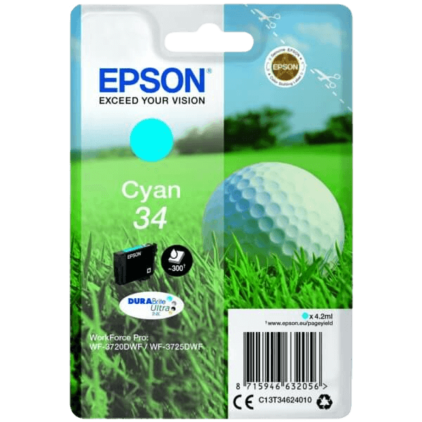 Epson Original 34 C13T34624010 cyan blekkpatron | Innhold: 4,2 ml.