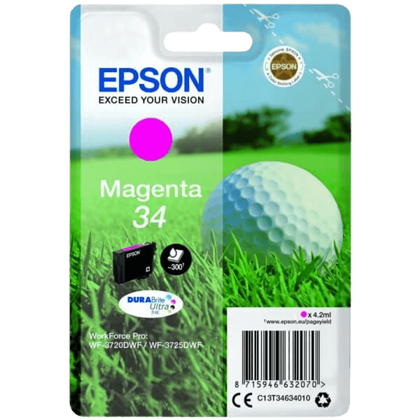 Epson Original 34 C13T34634010 magenta blekkpatron | Innhold: 4,2 ml.
