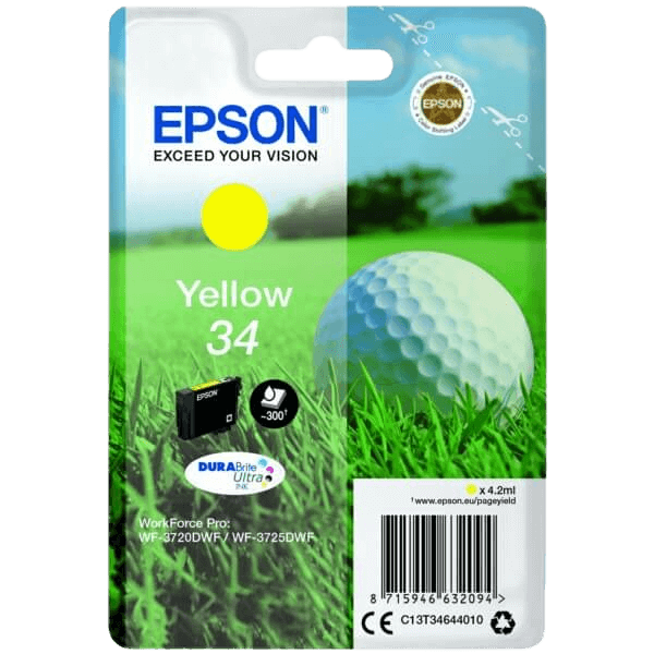 Epson Original 34 C13T34644010 gul blekkpatron | Innhold: 4,2 ml.