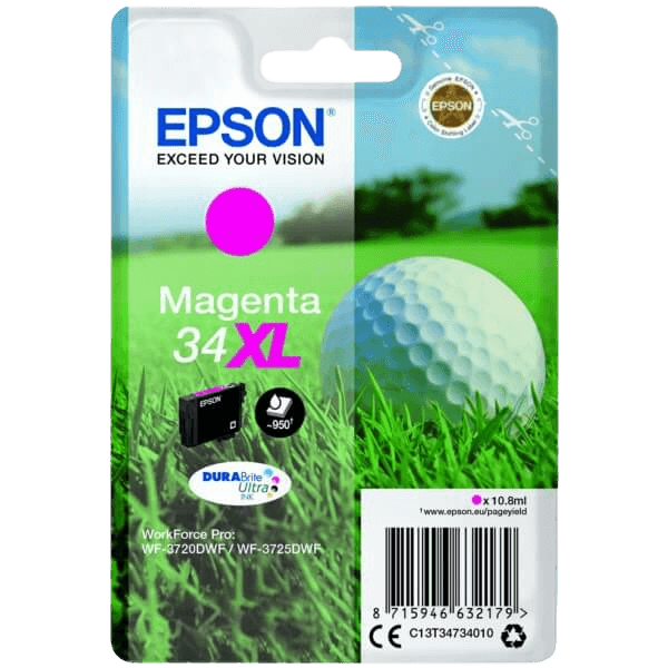Epson Original 34 C13T34734010 XL magenta blekkpatron | Innhold: 10,8 ml.