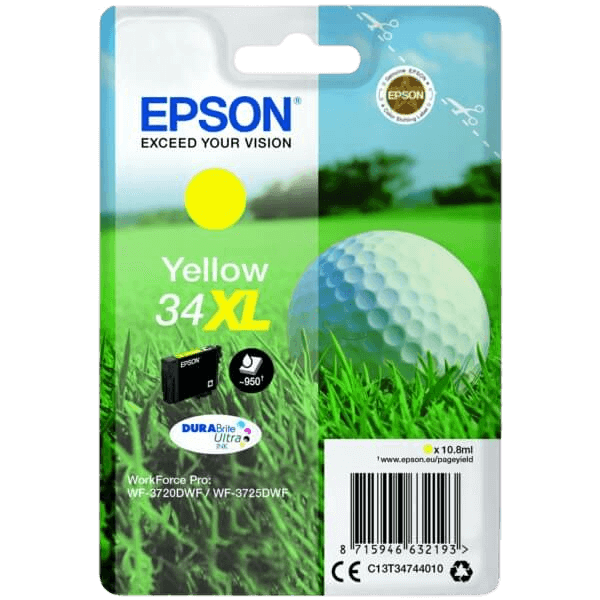 Epson Original 34 C13T34744010 XL gul blekkpatron | Innhold: 10,8 ml.