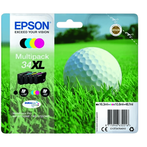 Epson Original 34 C13T34764010 XL CMYK rabattpakke | Innhold: 1 x 16,3 + 3 x 10,8 ml.