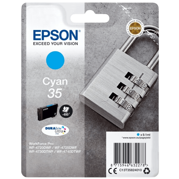Epson Original 35 C13T35824010 cyan blekkpatron | Innhold: 9,1 ml.