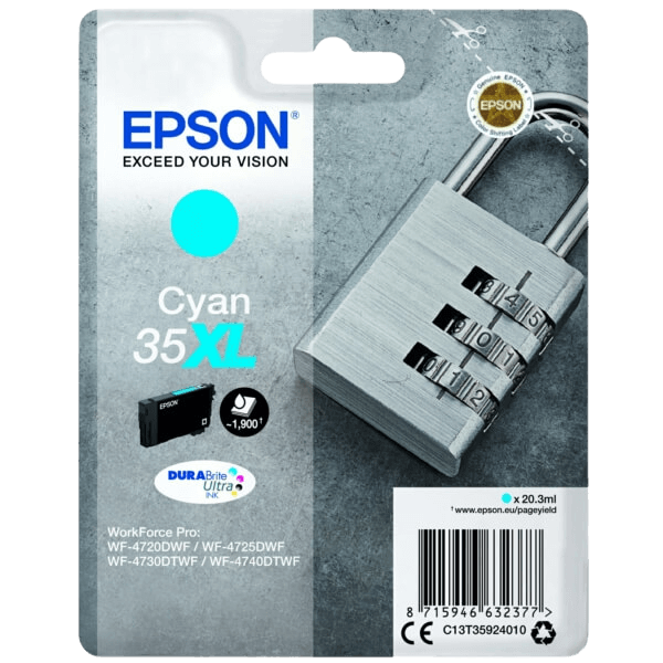 Epson Original 35 C13T35924010 XL cyan blekkpatron | Innhold: 20,3 ml.