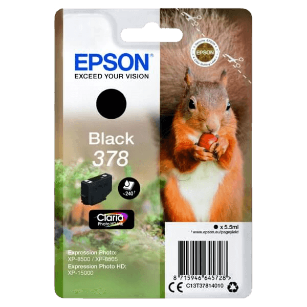 Epson Original 378 C13T37814010 svart blekkpatron | Innhold: 5 ml.