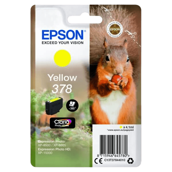 Epson Original 378 C13T37844010 gul blekkpatron | Innhold: 4,1 ml.