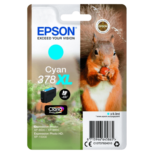 Epson Original 378 C13T37924010 XL lys cyan blekkpatron | Innhold: 830 sider