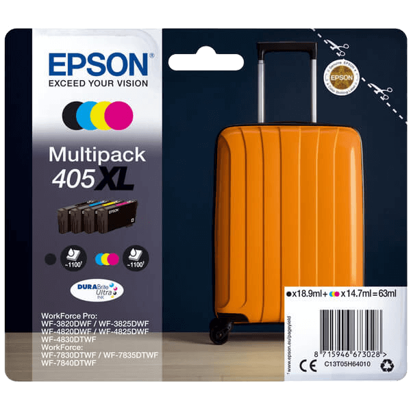 Epson Original 405XL C13T05H64010 CMYK rabattpakke | Innhold: 1x 18,9 + 3x 14,7 ml.