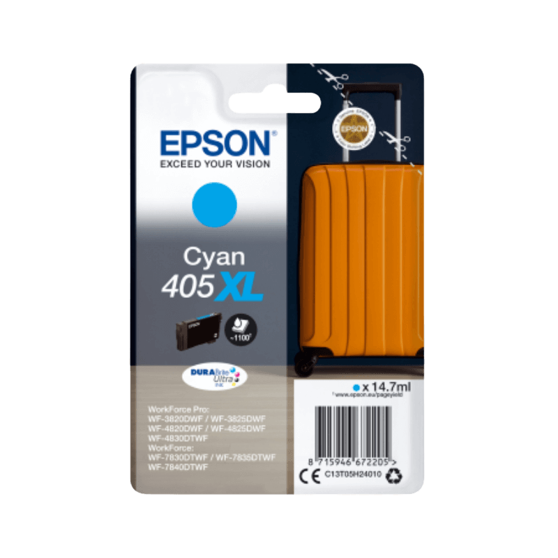 Epson Original 405XL C13T05H24010 cyan blekkpatron | Innhold: 14,7 ml.