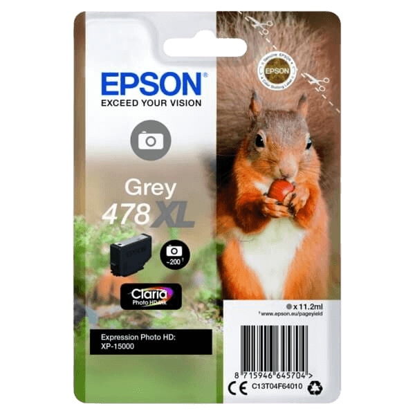 Epson Original 478 C13T04F64010 XL grå blekkpatron | Innhold: 11,2 ml.
