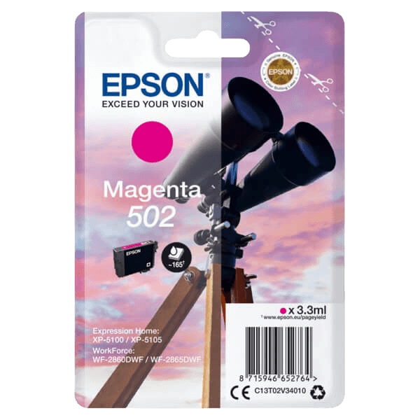 Epson Original 502M C13T02V34010 magenta blekkpatron | Innhold: 3,3 ml.