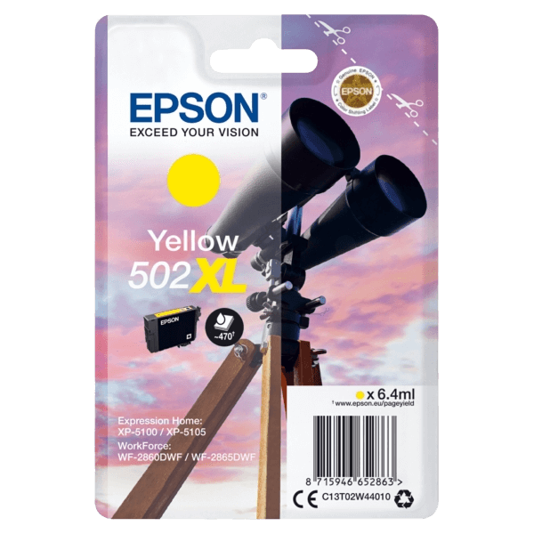 Epson Original 502XLY C13T02W44010 gul blekkpatron | Innhold: 470 sider