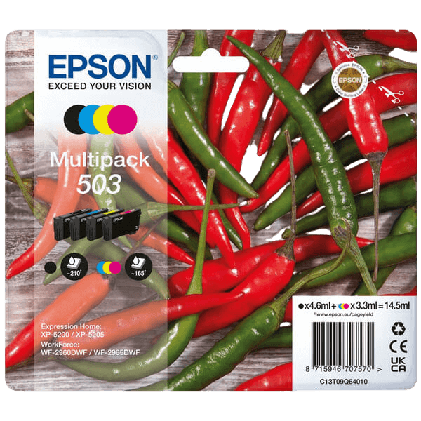 Epson Original 503 C13T09Q64010 CMYK rabattpakke | Innhold: 4,6 + 3x 3,3 ml.