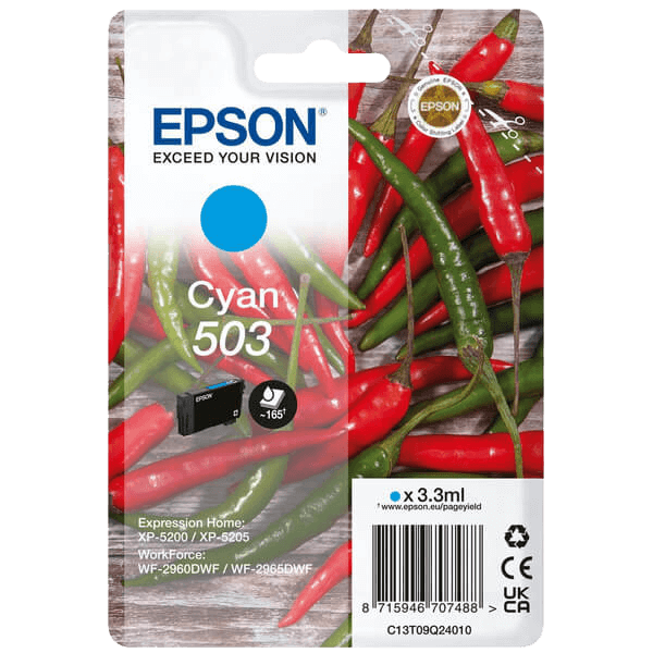 Epson Original 503C C13T09Q24010 cyan blekkpatron | Innhold: 3,3 ml.