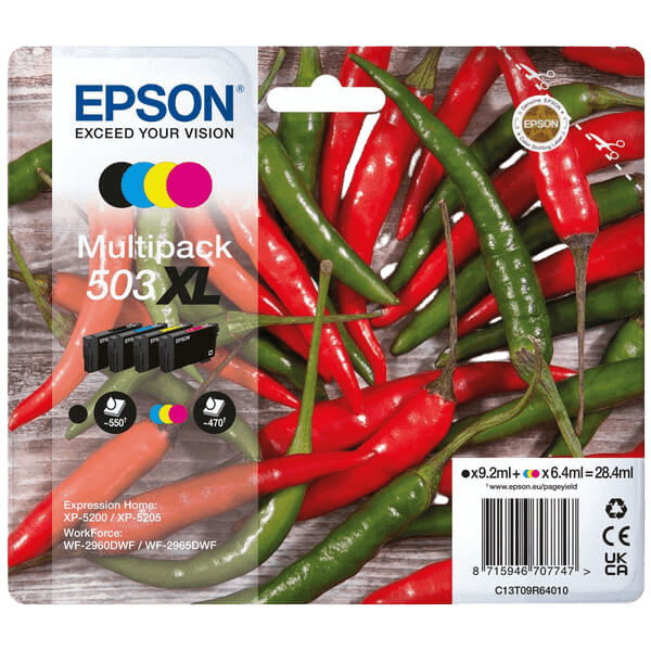 Epson Original 503XL C13T09R64010 CMYK rabattpakke | Innhold: 9,2 + 3x 6,4 ml.