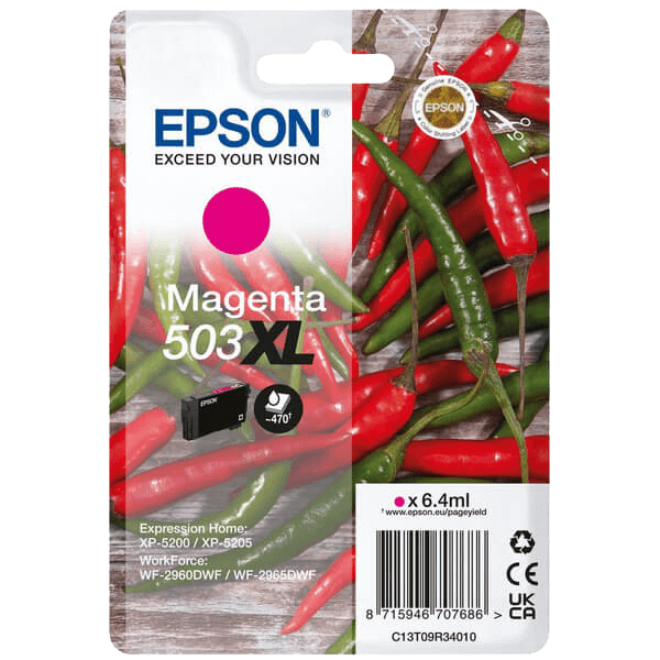 Epson Original 503XLM C13T09R34010 magenta blekkpatron | Innhold: 6,4 ml.