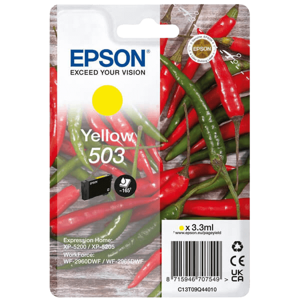 Epson Original 503Y C13T09Q44010 gul blekkpatron | Innhold: 3,3 ml.