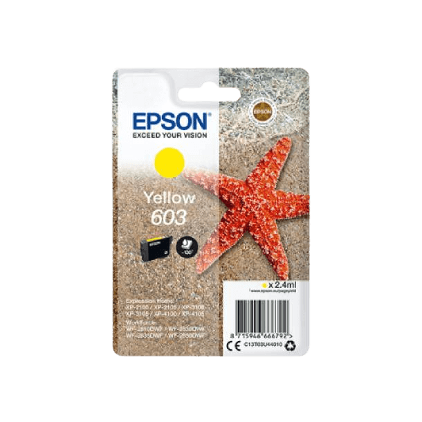 Epson Original 603 C13T03U44010 gul blekkpatron | Innhold: 2,4 ml.