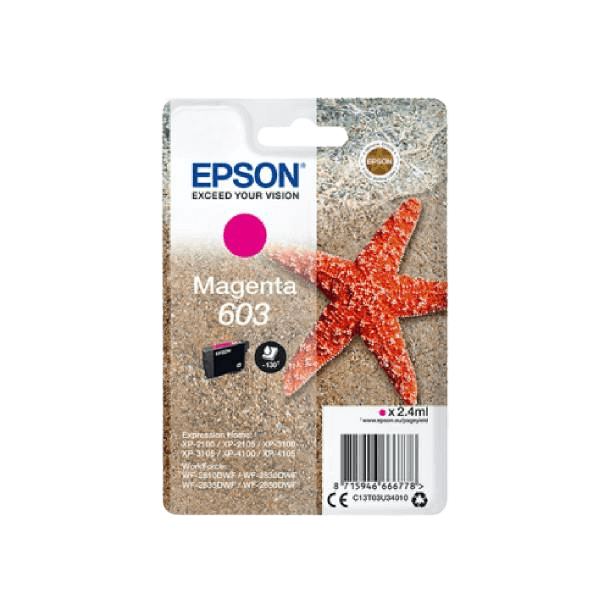 Epson Original 603 C13T03U34010 magenta blekkpatron | Innhold: 2,4 ml.