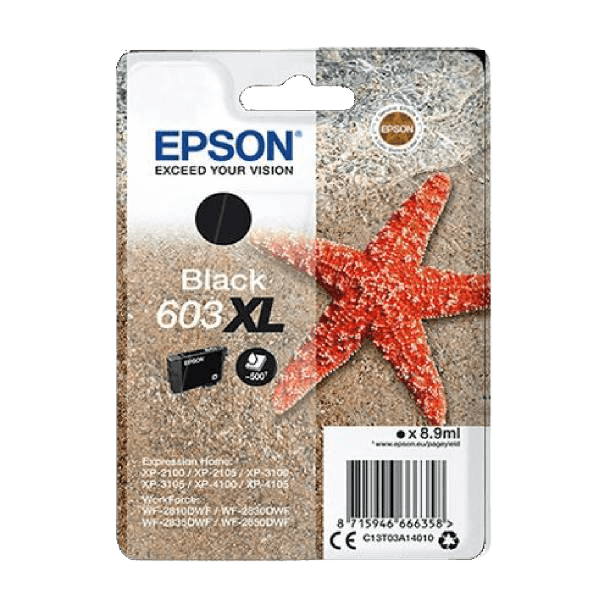 Epson Original 603XL C13T03A14010 svart blekkpatron | Innhold: 8,9 ml.