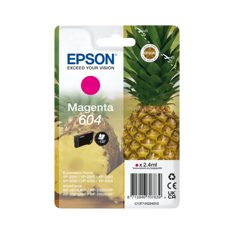 Epson Original 604 C13T10G34010 magenta blekkpatron | Innhold: 2,4 ml.