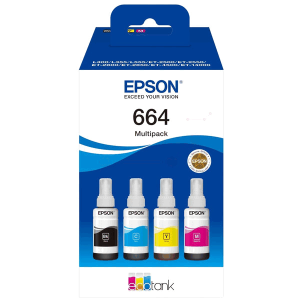 Epson Original 664 C13T664640 CMYK rabattpakke | Innhold: 4 x 70 ml.