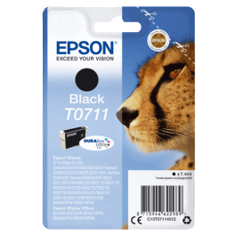 Epson Original T0711 C13T07114012 svart blekkpatron | Innhold: 7,4 ml.
