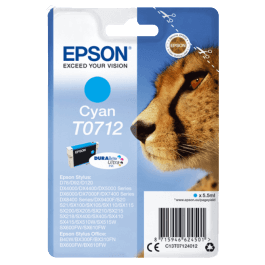 Epson Original T0712 C13T07124012 cyan blekkpatron | Innhold: 5,5 ml.