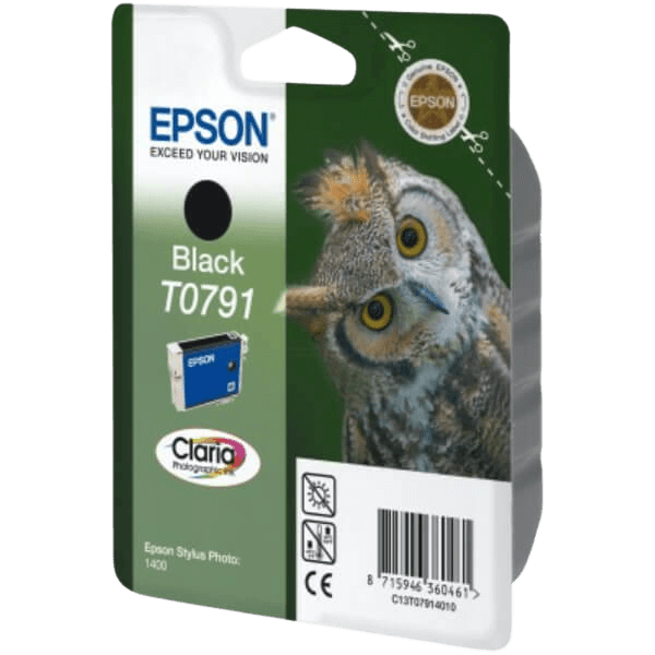 Epson Original T0791 C13T07914010 XL svart blekkpatron | Innhold: 11,1 ml.
