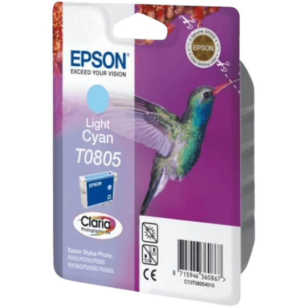 Epson Original T0805 C13T08054011 lys cyan blekkpatron | Innhold: 7,4 ml.