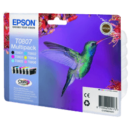 Epson Original T0807 C13T08074011 CMYK rabattpakke | Innhold: 6 x 7,4 ml.