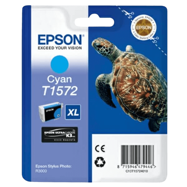 Epson Original T1572 C13T15724010 cyan blekkpatron | Innhold: 25.9 ml.