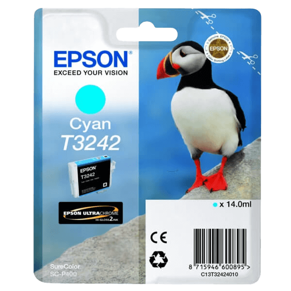 Epson Original T3242 C13T32424010 cyan blekkpatron | Innhold: 14 ml.