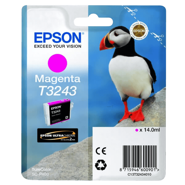 Epson Original T3243 C13T32434010 magenta blekkpatron | Innhold: 14 ml.