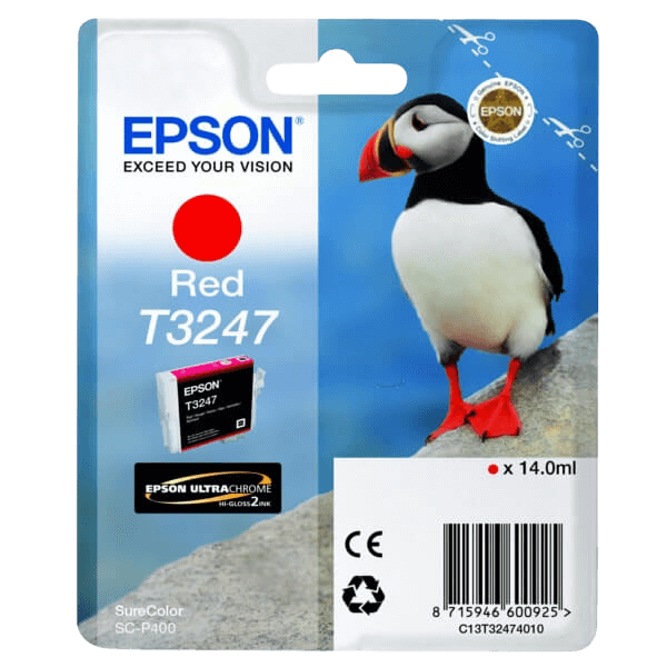 Epson Original T3247 C13T32474010 rød blekkpatron | Innhold: 14 ml.