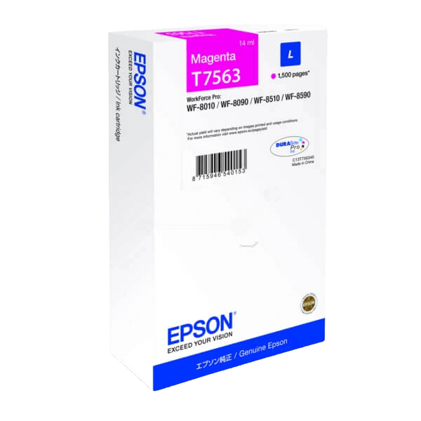 Epson Original T7563 C13T756340 magenta blekkpatron | Innhold: 14 ml.