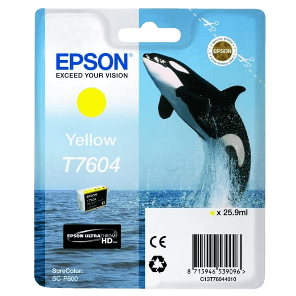 Epson Original T7604 C13T76044010 gul blekkpatron | Innhold: 25,9 ml.