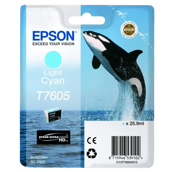 Epson Original T7605 C13T76054010 lys cyan blekkpatron | Innhold: 25,9 ml.