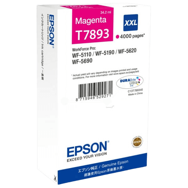 Epson Original T7893 C13T789340 XXL magenta blekkpatron | Innhold: 34,2 ml.