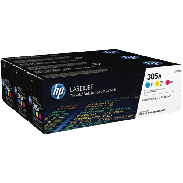 HP Original 305A CF370AM 3 farger i én rabattpakke | Innhold: 7800 sider