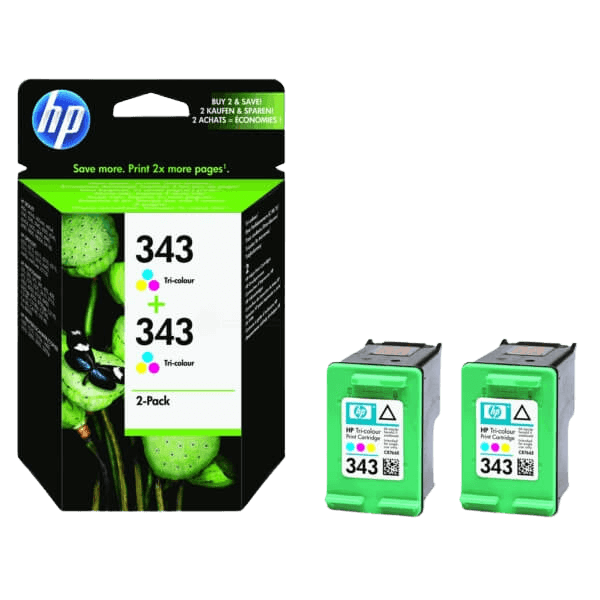 HP Original 343 CB332EE twin pack 3 farger i én blekkpatron | Innhold: 14 ml.