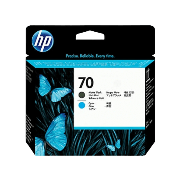 HP Original 70 C9404A svart / cyan skrivehode | Innhold: 130 ml.