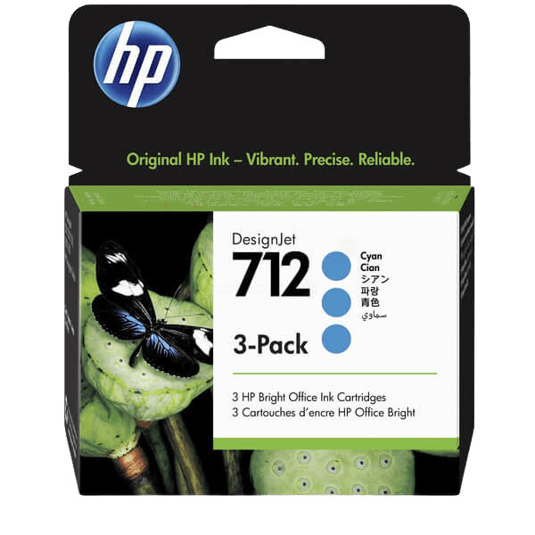 HP Original 712 3ED77A Triple pack cyan blekkpatron | Innhold: 3 x 29 ml.