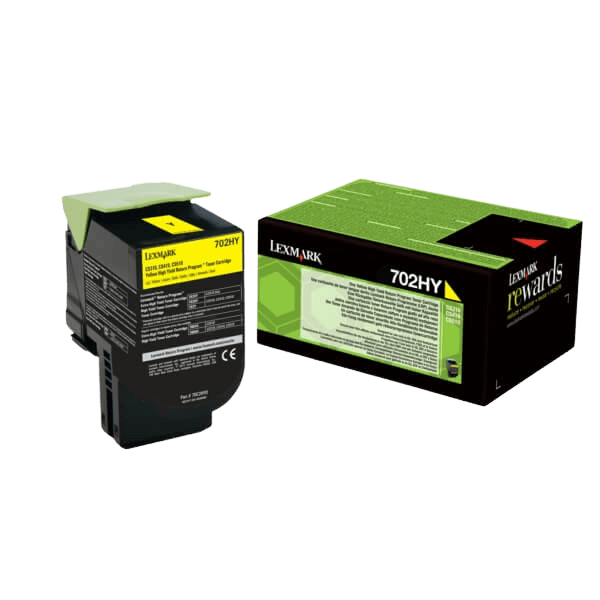 Lexmark Original 702HY 70C2HY0 XL gul toner | Innhold: 3000 sider