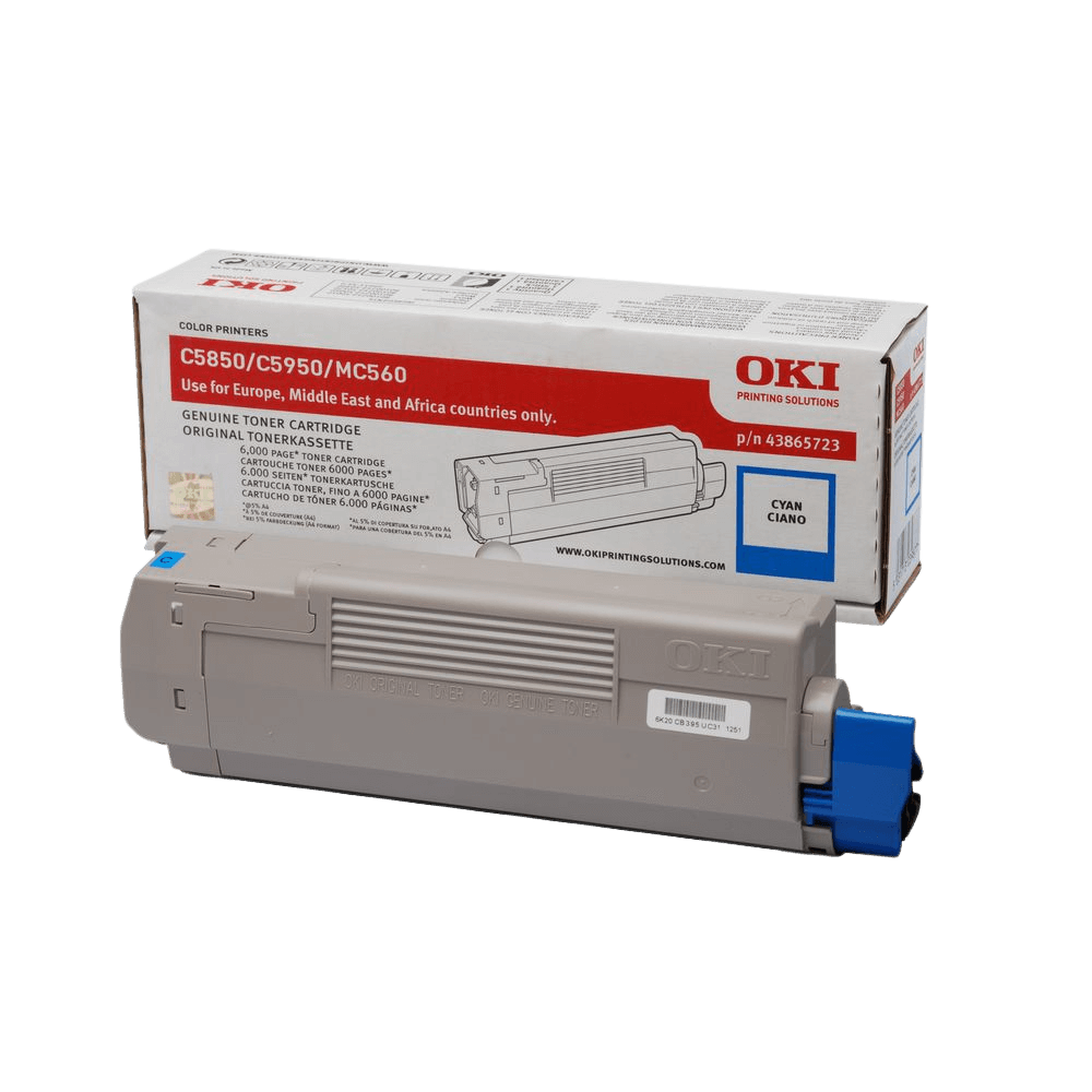 OKI Original 43865723 cyan toner | Innhold: 6000 sider